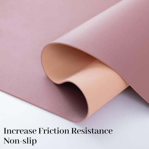 Meetcolor Non-Slip Desk Pad Mat, Leather Desk Mat for Desktop, Large Mouse Pad, Waterproof Computer Mouse Mat Desktop Protector for Office/Home (Purple Pink, 35.4" x 17") view 3