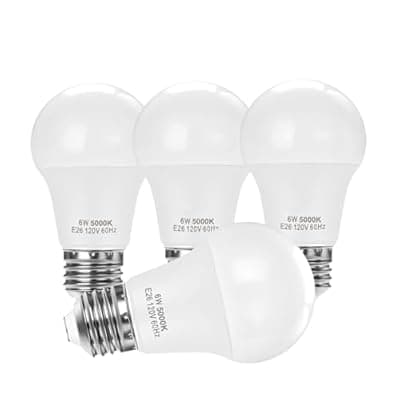 UPWATT E26 LED Light Bulbs, A15 6W (40W Equivalent), Daylight White 5000K, Non-Dimmable Medium Base Bulbs for Home Lighting, 4 Pack