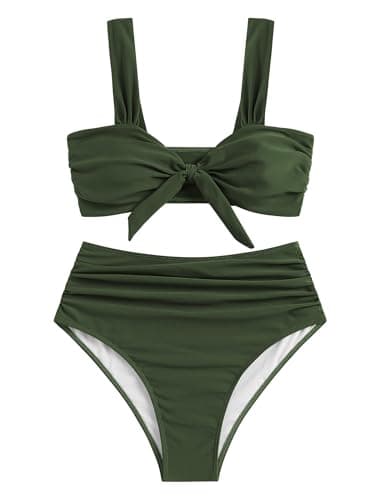 ZAFUL High Waisted Bikini Sets for Women Swim Suits 2026 Tummy Control Ruched Bikini Two Piece Bathing Suit Swimwear view 6