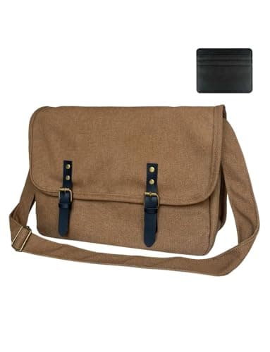 Gleease Canvas Messenger Bag for Men Women Large Crossbody Bag Hobo for 14inch Laptop Vintage Satchel for College Travel Work — image 1