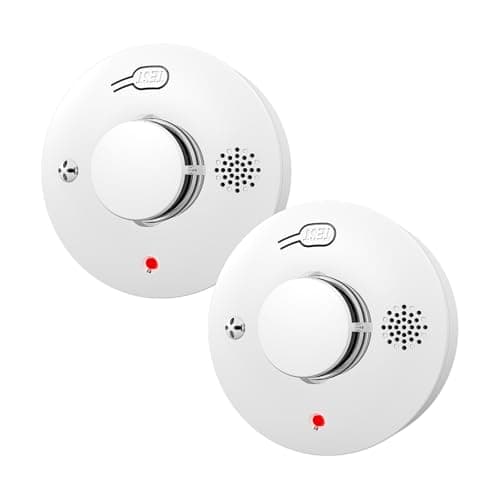 WARROXIDE Smoke Detector, Fire Alarms for Home, Battery Powered Photoelectric Smoke Alarm with Test/Mute Button (Not Include Batteries),2 PCS