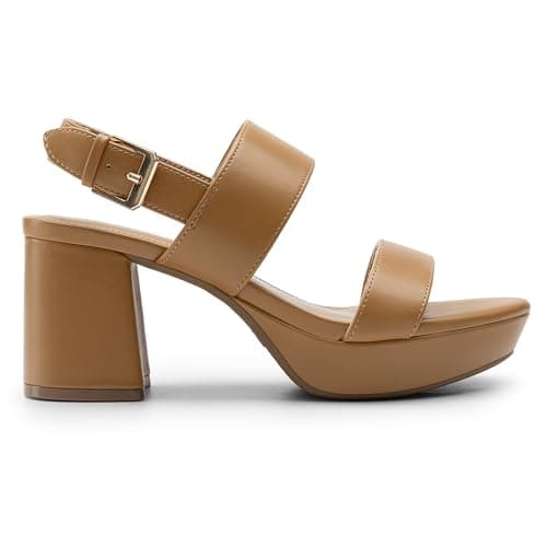 Athlefit Women's Platform Heels Chunky Block Heeled Sandals Open Toe Comfortable Buckle Dress Heels for Party Wedding view 3