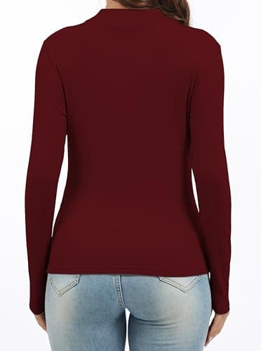 Jeqeocafy Women's Knitted Rib Mock Neck Long Sleeve Tshirt Fall Fashion Basic Thermal Underwear Tops Winter Clothes 2026 view 4