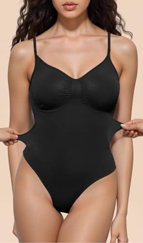 JEKAOYI Women's Shapewear Bodysuit, Mid Thigh Tummy Control Butt Lifter Shaper with Adjustable Straps view 2