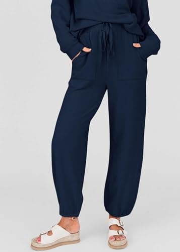 KIRUNDO Lounge Sets for Women 2026 Spring Airport Travel Outfits Ribbed Knit Tops Jogger Pants Tracksuit Postpartum Comfy Set view 5