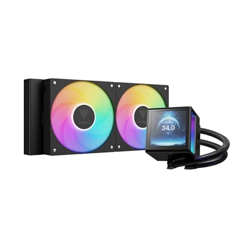 GAMDIAS CHIONE P5-240 Liquid CPU Cooler, 240mm AIO w/Customizable 3.4'' IPS LCD, Rotatable Magnetic Pump, Hidden Cable Fan (Daisy-Chained), Support PWM & ARGB MB Sync, Intel LGA 1851；AMD AM5, Black — image 1