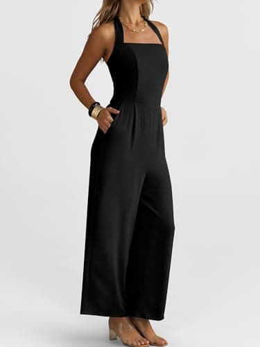 ANRABESS Womens Summer Dressy Halter One Piece Jumpsuits with Pockets view 4