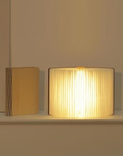 ZBOLE Wooden Book Lamp - Portable Folding LED Book Light for Reading, Unique Gift for Book Lovers, Magnetic Mood Lighting for Home&Library Decor (Maple) — image 1