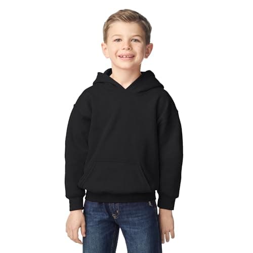 Gildan Youth Hoodie Sweatshirt, Style G18500B, Black, Large