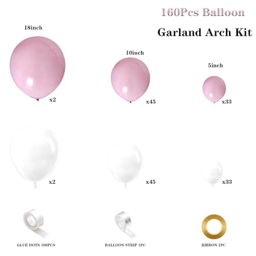 Spring Balloon Garland Arch Kit 160Pcs Pink White Latex Balloons for Baby in Bloom Baby Shower Wedding Bridal Shower Anniversary Birthday Party Decorations view 3