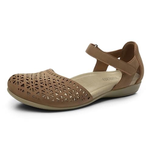 Rihero Summer Casual Closed Toe Sandals Women Comfortable Footbed Arch Support Flat Sandals with Adjustable Strap — image 1