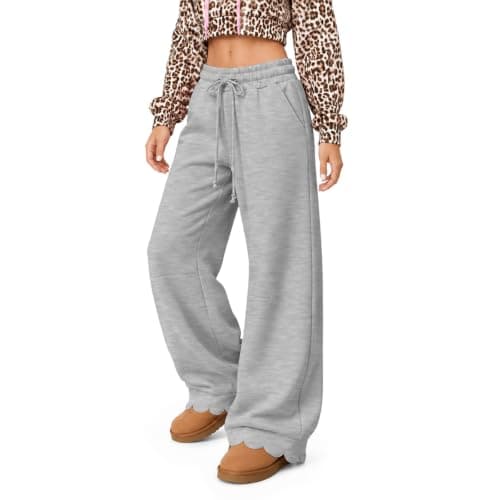 yakyamgi Womens Wide Leg Sweatpants Scalloped Hem view 4