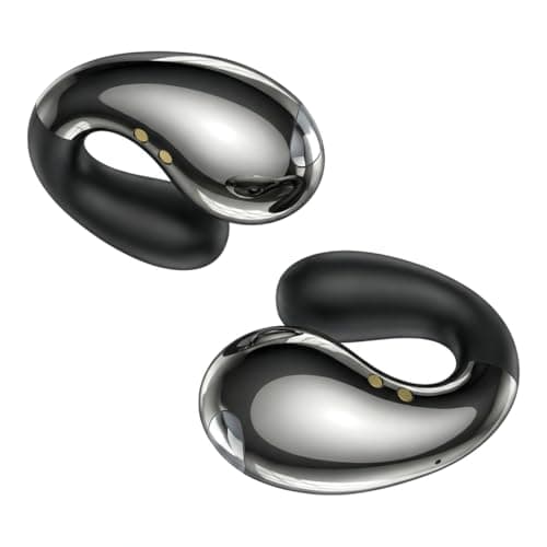 Boytond Ultra Open Ear Earbuds – Comfortable Clip-on Bone Conduction Headphones, Wireless Bluetooth Earphones with Waterproof Design, Over Ear Buds for Running and Sports, Mirror Black