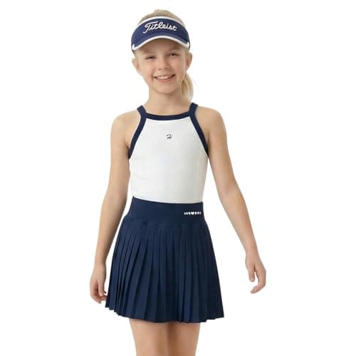 pMMq Girls Athletic Tennis Outfit Dress Set,Sleeveless Sport Dress with Pleated Skirt for Active Kids 4-15 Years view 2