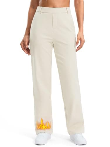 Soothfeel Womens Fleece Lined Pants 28"/30"/32" Work Dress Pants Belt Loops — image 1