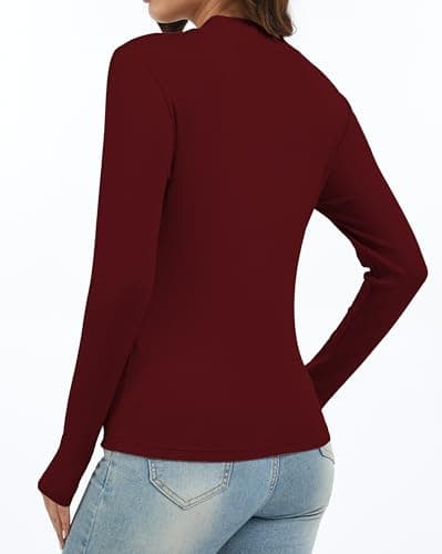 Jeqeocafy Women's Knitted Rib Mock Neck Long Sleeve Tshirt Fall Fashion Basic Thermal Underwear Tops Winter Clothes 2026 view 3