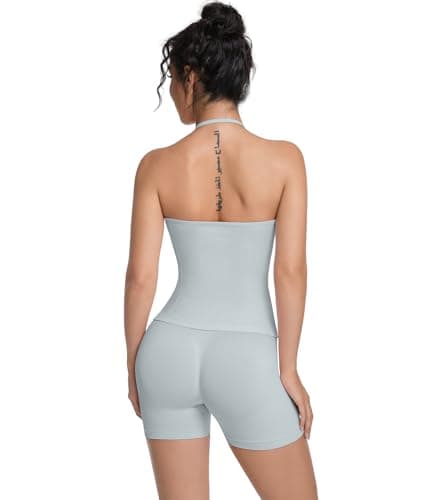 OVESPORT 2 Piece Workout Sets for Women Impact Padded Tank top and Seamless Gym Shorts Outfits view 6