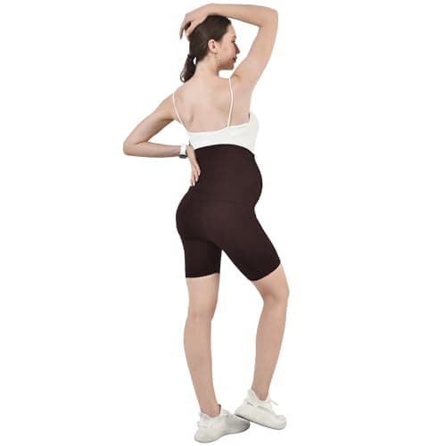 Leafigure Maternity Shorts with Pockets Over The Belly for Women, High Waisted Soft Pregnancy Yoga Pants view 2