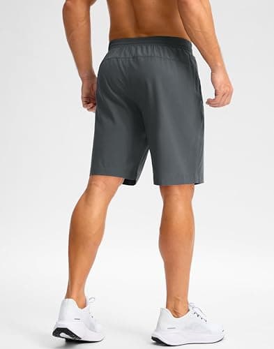 Pudolla Mens Shorts 5"/9" Gym Shorts with Zipper Pockets Lightweight Quick Dry Running Shorts for Men(Iron Grey L9_S) view 3