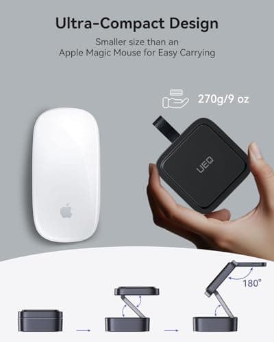 UEQ 3 in 1 Wireless Charging Station for Apple Devices,Compatible with MagSafe Charger Stand,Foldable Fast Travel Magnetic Wireless Charger for iPhone 17 Air 16 15 14 13 12,Apple Watch&AirPods Pro view 2