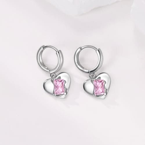 XIUQILAI 925 Sterling Silver Heart Earrings for Women, Dainty Huggie Hoop Fashion Hypoallergenic Small Chunky Stud Earrings Lightweight Love Heart Dangle Jewelry view 3