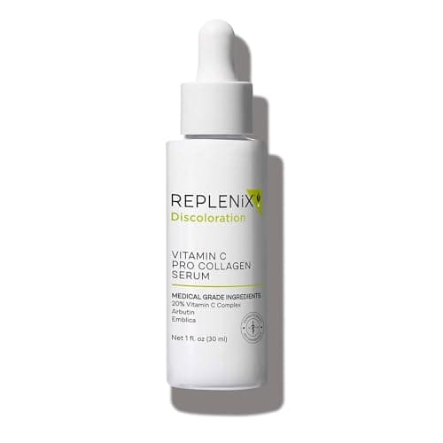 Replenix Vitamin C Pro Collagen Serum, Brightening Anti-Aging Face Treatment with Medical-Grade Antioxidants for Skin Discoloration (1 fl. oz)