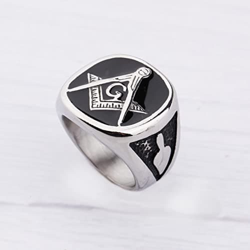 YLWJSP Freemason Gifts Masonic Biker Rings Masonic Master Mason Ring Freemason Signet Style Jewelry Mason Signet Band Jewelry view 5