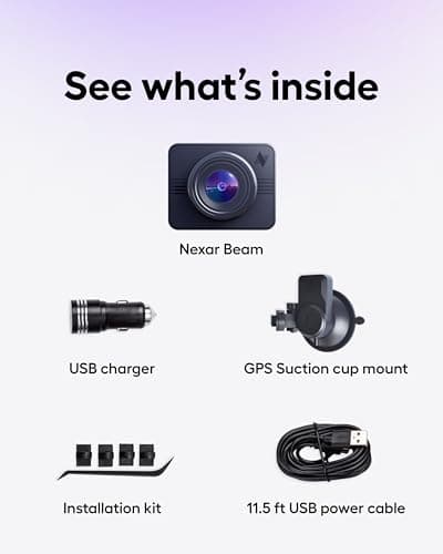 Nexar Beam GPS Dash Cam - Dash Camera for Cars with 32GB SD Card Included Unlimited Cloud Storage 24H Parking Mode Dash Cam for Cars. Wireless Car Camera with Nexar Classic App view 2