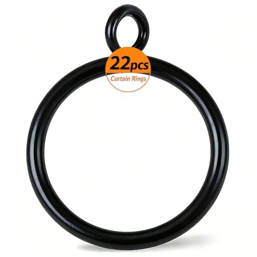 Curtain Rings with Eyelets, Metal Curtain Hooks for Drapes, Drape Ring 1.5 in Inner Diameter Fits Up to 1 1/4 inch Curtain Rod, 1.2 in Drapery Pins (22 Pcs Black Curtain Rings and 30 Pcs Black Hooks) view 6