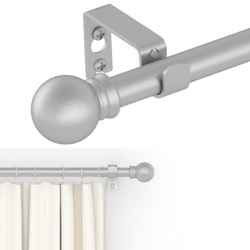 GXOACKJ Curtain Rods for windows 32-48 inch, 5/8 inch Decorative Silver Splicing Heavy Duty Metal Curtain Rod set with Brackets view 1