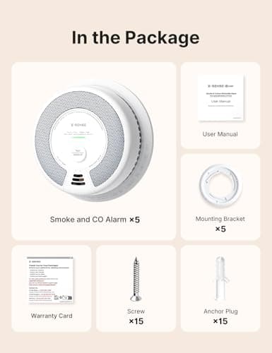 X-Sense Smoke & Carbon Monoxide Alarm, SC06, 5-Pack | 10-Year Sealed Battery (Not Hardwired), 2-in-1 smoke & CO detection, Easy Installation, UL 217 & UL 2034 Certified view 6