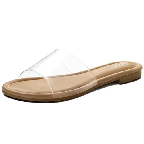 ATHMILE Sandals for Women 2026 One Band Womens Sandals Dressy Open Toe Flats Summer Slides for Casual Party Cute Beach — image 1