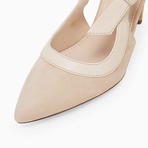 Coutgo Women's Pointed Toe High Heels Slingback Bowknot Formal Pumps Dress Shoes view 4