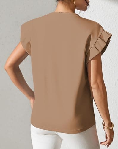 Pink Queen Womens Summer Tops 2026 Fashion Floral T Shirts Ruffle Cap Sleeve Casual Blouses view 6