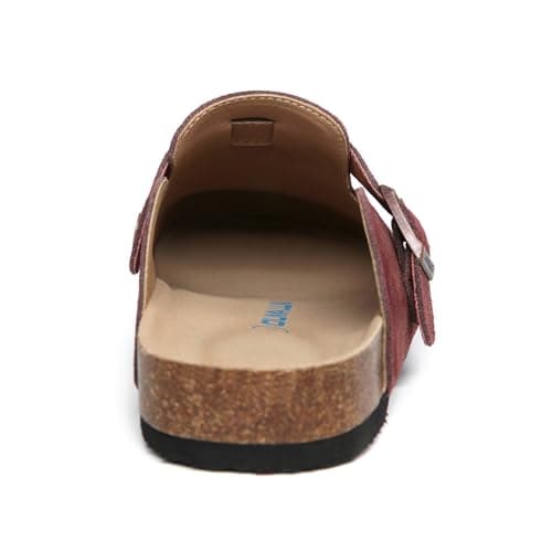 Dumalum Suede Clogs for Women and Men - Adjustable Buckle Slip-on Cork Footbed Mules with Antislip Sole - Unisex Slippers view 6