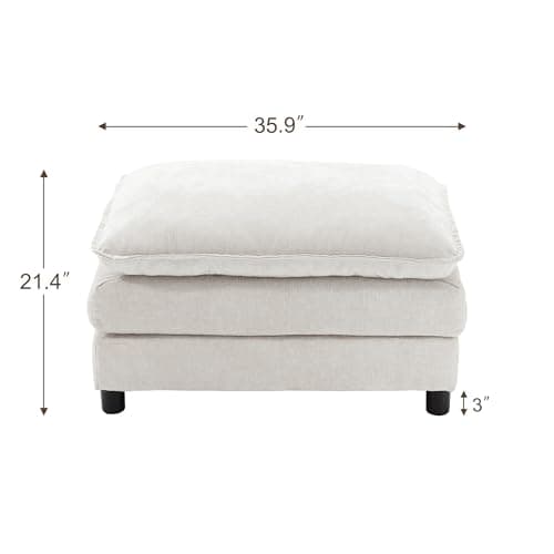 35 inch Chenille Cloud Ottoman. Foot Stool with Double-Layer Padded Seat view 2