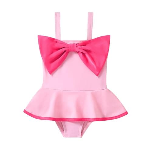 YWFSHOP Baby Girl Swimsuit Infant Swimwear Toddler Girls One Piece Color Block Ruffle Bow Summer Beach Tankini Bathing Suit — image 1