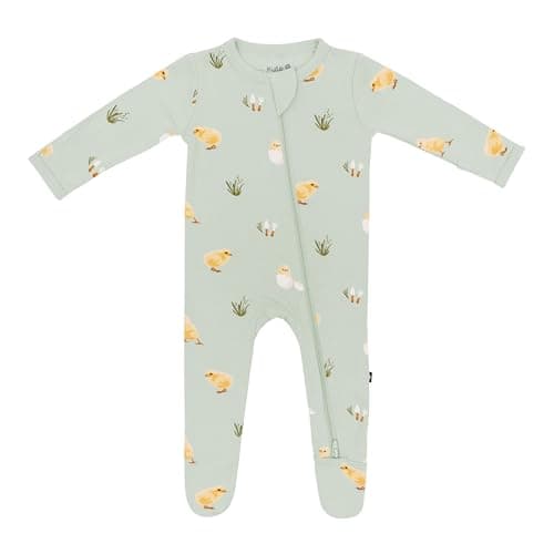 KYTE BABY Printed Footie with Zipper - Aloe Chick