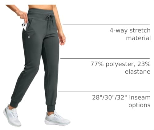 G Gradual Women's 28"/30"/32" Fleece Lined Pants Winter Thermal Joggers view 4