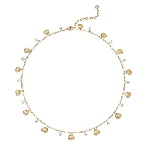 MTMY Gold Choker Necklace for Women 14K Gold Plated Cubic Zirconia Cross Heart Shell Teardrop Charm Station Choker Necklace Dainty CZ Chain Necklaces for Women Trendy Summer Jewelry Gifts — image 1