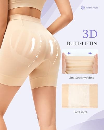 YADIFEN Shapewear for Women Tummy Control, Mid Waist Body Shaper Shorts Butt Lifting Seamless Shapewear Under Dresses view 2