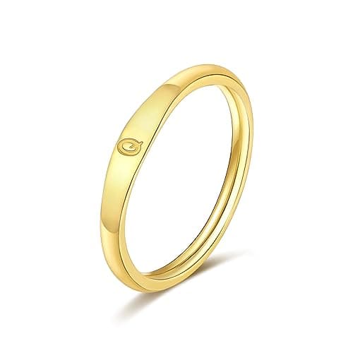 ZNBOH Gold Initial Rings for Women Non Tarnish 14K Gold Plated Stackable Letter Ring Dainty Pinky Wedding Bands Thumb Rings Thin Knuckle Stacking Cute Capital Letter Alphabet Jewelry Gifts Size 6-10 — image 1