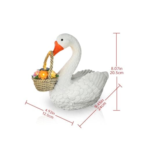 8 Inch Porch Silly Baby  Goose  Resin Statue Outdoor - Solar view 2