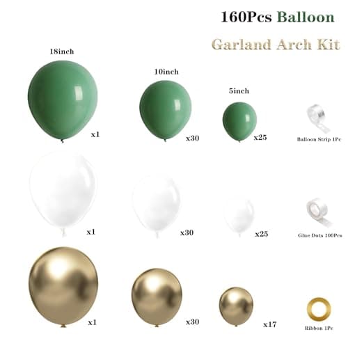 Spring Balloon Garland Arch Kit 160Pcs Sage Green White and Gold Latex Balloons for Baby in Bloom Baby Shower Woodland Jungle Safari Wedding Birthday Party Decoration view 2