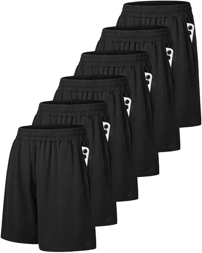 Barjneel 6 Pack Men's Athletic Shorts - Workout Gym Basketball Quick Dry Black Mens Shorts with Pockets for Casual Running — image 1