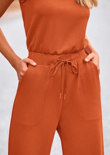 PRETTYGARDEN Jumpsuits for Women Casual 2026 Summer Sleeveless Wide Leg Pants Rompers One Piece Beach Vacation Spring Outfits view 5