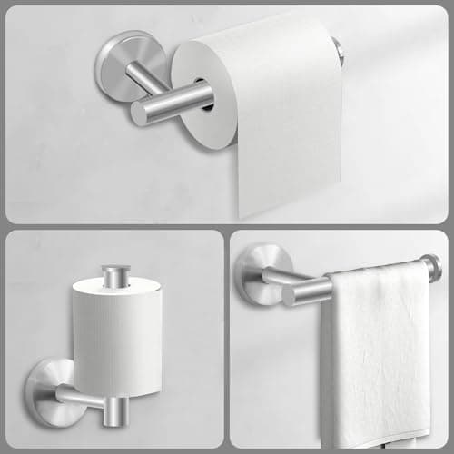 8-Piece Bathroom Hardware Set, Brushed Nickel, SUS304 Stainless Steel, Includes 16" Towel Bar, Toilet Paper Holder, Towel Hooks, Towel Racks for Bathroom (11 PSC Silver) view 5