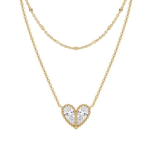 MTMY Dainty Layered Heart Necklace for Women, 14K Gold Plated CZ Love Heart Pendant Choker Necklace with Adjustable Chain Jewelry Gift — image 1