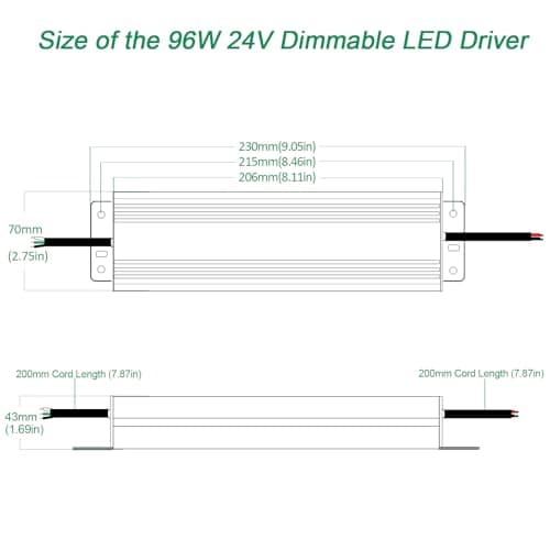 Hanbaak 96W Triac Dimmable LED Driver, 24V Dimmable Power Supply, 100-277VAC to 24VDC Transformer for Low Voltage Lighting Project, Compatible with Lutron Leviton Dimmers, UL Listed, Class 2, Class P view 3