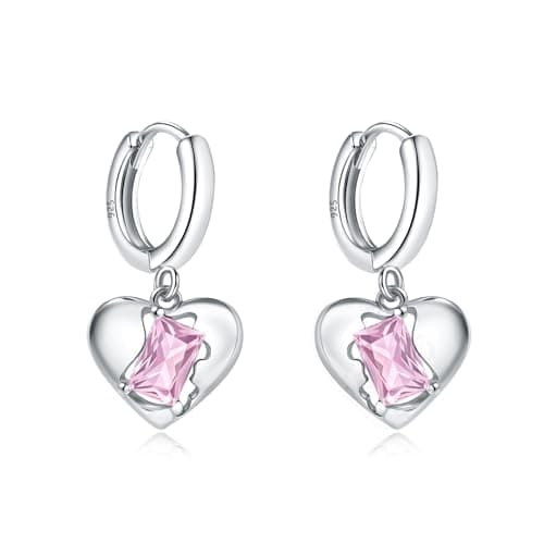 XIUQILAI 925 Sterling Silver Heart Earrings for Women, Dainty Huggie Hoop Fashion Hypoallergenic Small Chunky Stud Earrings Lightweight Love Heart Dangle Jewelry view 1